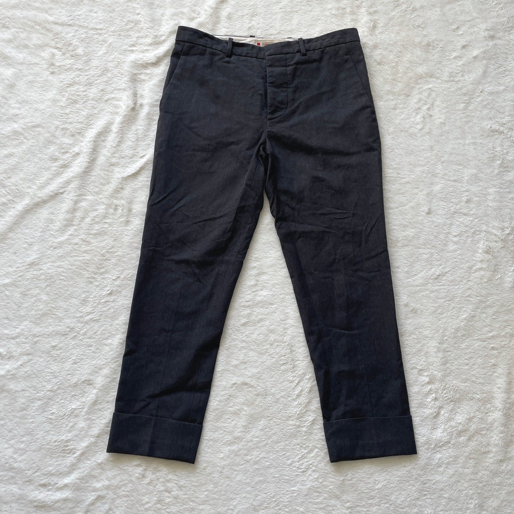 Marni 100% Virgin Wool Cuffed Tailored Trousers Charcoal Grey Italy 42 / US 6
